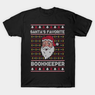 Santa's Favorite Bookkeeper // Funny Ugly Christmas Sweater // Book Keeper Holiday Xmas T-Shirt